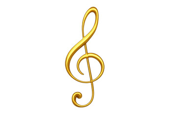 Fototapeta premium Golden treble clef on a transparent background, symbolizing music, artistic expression, and audio creativity