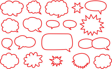 Comic style hand drawn speech bubbles and explosion shapes for artwork