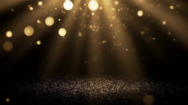 Abstract Gold Particles and spotlight Christmas Background Animation