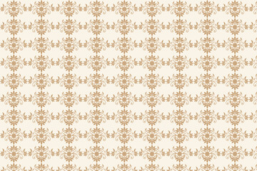 Elegant beige damask pattern with intricate floral and ornamental designs, creating a vintage and sophisticated aesthetic