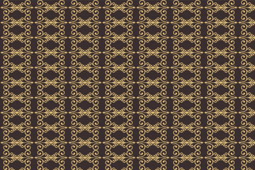 An intricate gold pattern on a dark brown background creates a luxurious and sophisticated visual texture