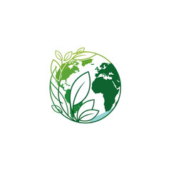 Green Earth with Growing Leaves and Branches Symbolizing Nature and Growth.