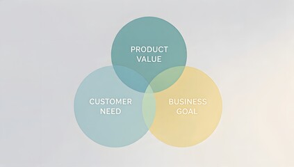 Conceptual image showing alignment of customer needs, product value, and business goals for strategic product development and market success