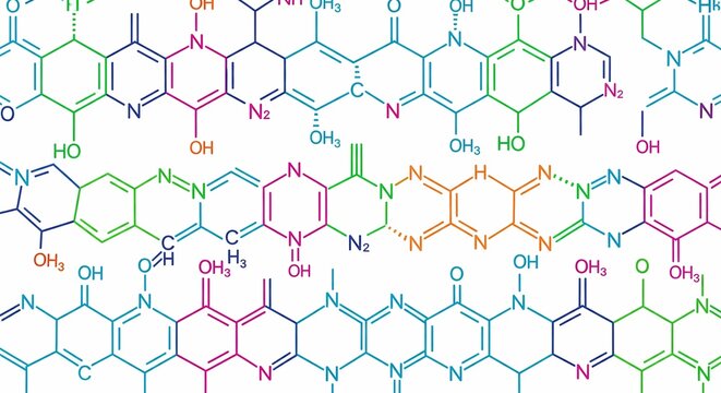 Vibrant scientific molecular structures in vibrant colors, perfect for research presentations.