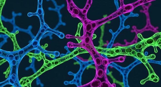 Vibrant abstract neural network connections glowing with science and technology