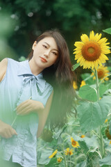 The girl in the sunflower garden