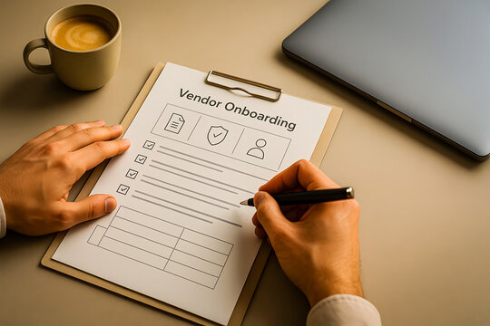 Person filling out a vendor onboarding checklist form