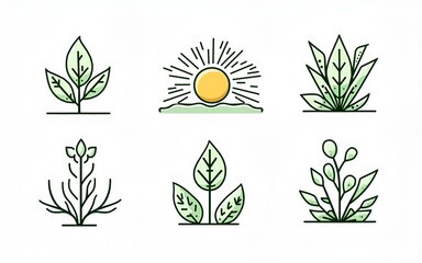 Environmental conservation outline icons set – sustainable, nature protection symbols. High quality