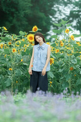 The girl in the sunflower garden
