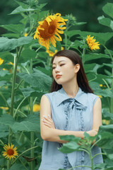 The girl in the sunflower garden
