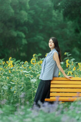 The girl in the sunflower garden