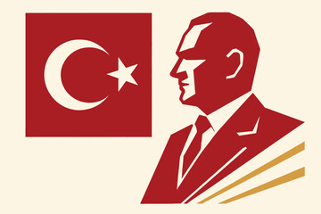  Atatürk with Symbolic Turkish Elements 