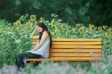 The girl in the sunflower garden