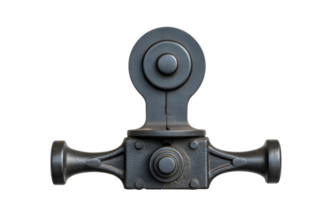 Antique cast iron hardware for a window sash lock isolated on transparent background