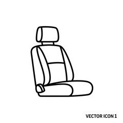 Car Seat Line Art – Vector Illustration of Automotive Interior Seat with Headrest