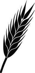 Single wheat ear grain black vector illustration agricultural food symbol