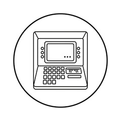 ATM Machine Line Art – Vector Illustration of Automated Teller Machine with Card Slot and Keypad