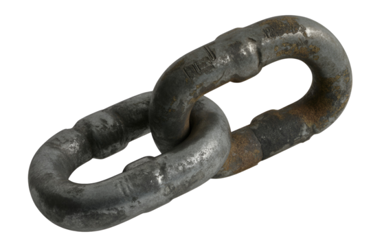 Two rusted metal chain links connected together isolated on transparent background - Powered by Adobe
