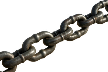 Fototapeta premium Close up of a heavy metal chain links isolated on transparent background