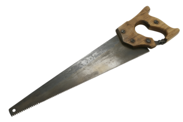 Old hand saw isolated on transparent background