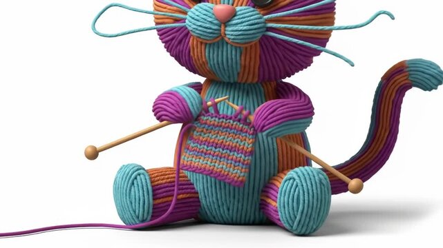 Yarn kitten knitting, sitting