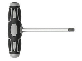 T handle star bit screwdriver for repair and mechanical work on a transparent background