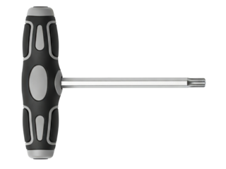 T handle star bit screwdriver for repair and mechanical work on a transparent background