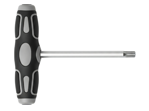T handle star bit screwdriver for repair and mechanical work on a transparent background