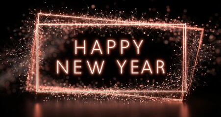 Happy new year glowing celebration art