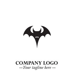 Head of Vampire Logo Symbol in Black on the White Background with Gothic Horror Vector Design