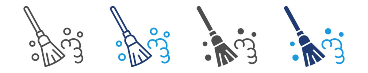 broom icon set multiple style