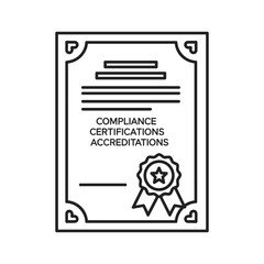 Black line art of a certificate with text