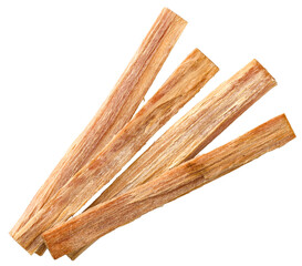 Cedar wood sticks isolated on white background, top view.