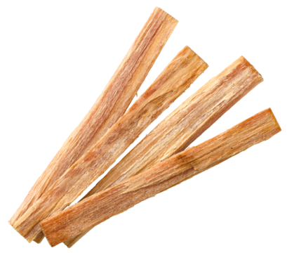 Cedar wood sticks isolated on white background, top view.