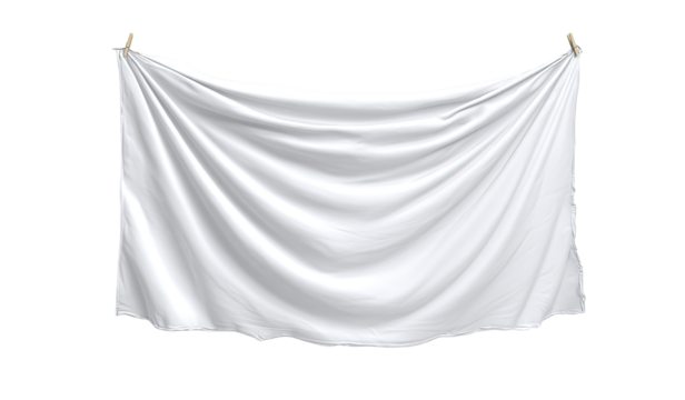 Blank white fabric draped on hangers