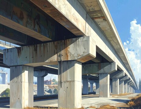 concrete overpass bridge structure texture daylight urban architecture detail geometry perspective modern infrastructure