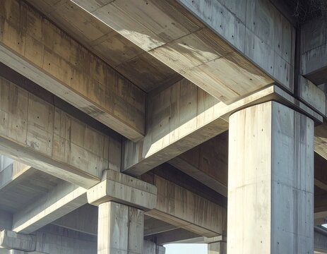 concrete overpass bridge structure texture daylight urban architecture detail geometry perspective modern infrastructure - Powered by Adobe