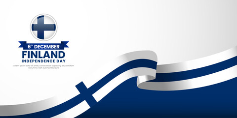 Finland independence day banner background 6 december design element with waving ribbon flag