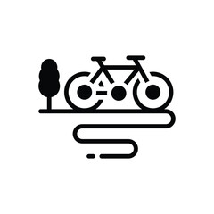 Black solid icon for bike path