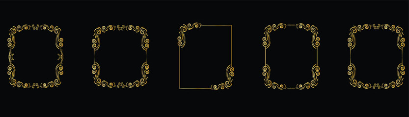 Victorian Golden Frame and Border Set, Elegant Ornamental Decoration, Baroque and Rococo Style Gold Frames ,Vintage Luxury Decoration Pack, Classic Ornamental Border Collection, Antique Golden Fram