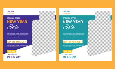 New year sale social media post template 