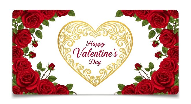 valentine card with roses and heart