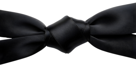 Luxurious black silk bow tie representing formal fashion, elegance, events, and style isolated PNG with Transparent Background