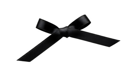 Black satin ribbon bow for sophisticated gift decoration, branding, or mourning themes isolated PNG with Transparent Background