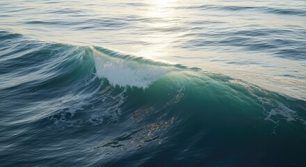 Stunning turquoise ocean wave illuminated by sunlight, perfect for travel, nature, or environmental themes with a serene and calming aesthetic, vibrant and dynamic