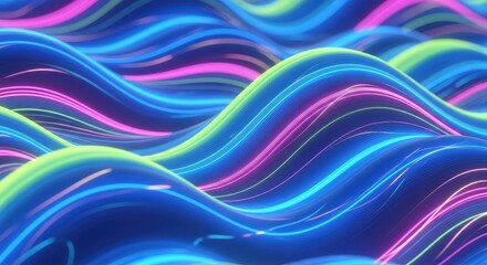 Fototapeta premium Experience the vibrant energy of smooth, neon waves in this modern background, perfect for tech, music, and futuristic designs that need a dynamic touch