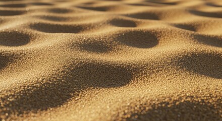 Golden sand dunes shimmer under the sun, a warm and inviting texture for summer designs, travel promotions, and calming backdrops evoking peace and tranquility