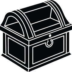 Black silhouette of a treasure chest with gold accents