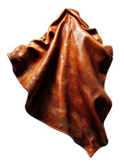 Hanging, rippled brown leather against dark