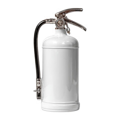Sleek white fire extinguisher with chrome handle against black